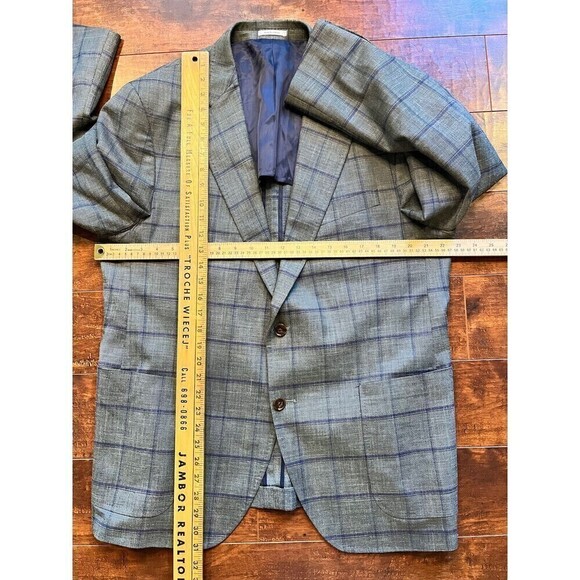 Peter Millar Mens Sport Coat Green Blue Plaid READ BELOW - Picture 3 of 7